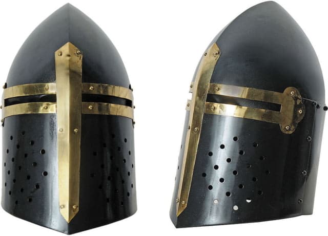 India Made Black Crusader Helmet Black finish carbon steel construction