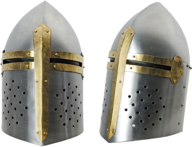 India Made Silver Crusader Helmet Silver finish carbon steel construction