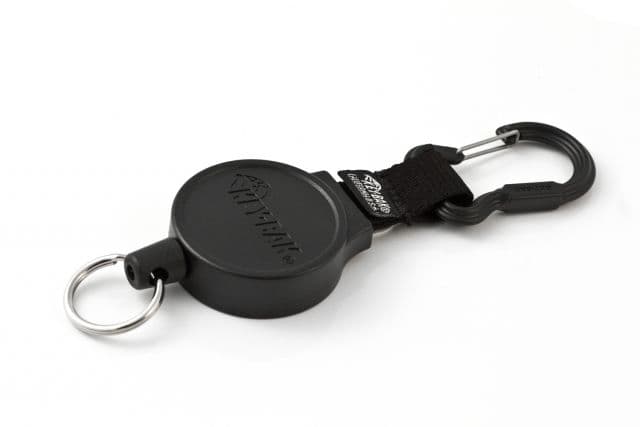 Key-Bak MID6 Mid-Size Retractable Key Reel w/ 36in Polyester Cord Durable Case Polycarbonate and Steel Carabineer Split Ring Black