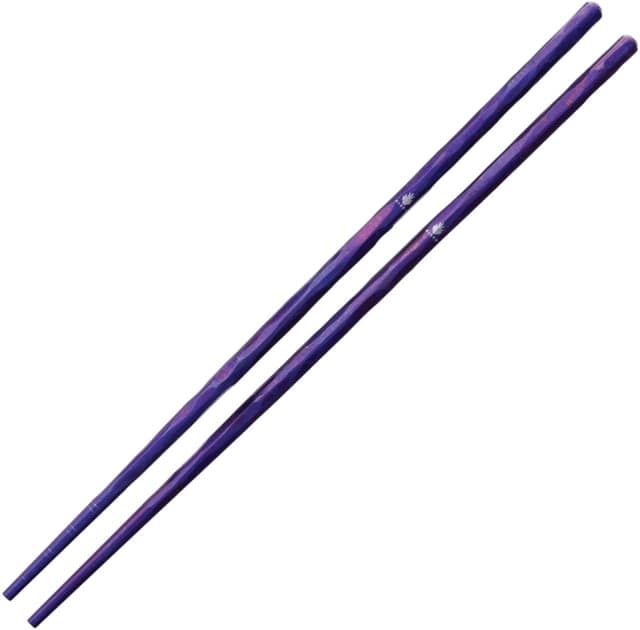Kizer Cutlery Chopsticks Tiium 8.5in Overall Purple Anodized w/ Sculpted Texture Comes In Titanium Capsule w/ Threaded Cap Padded Draw String Pouch