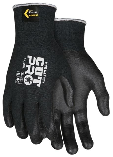 Mcr Safety Cut Pro 13 Gauge Kevlar/Synthetic Shell Cut Resistant Work Gloves Nitrile Foam Coated Palm And Fingertips Black Medium