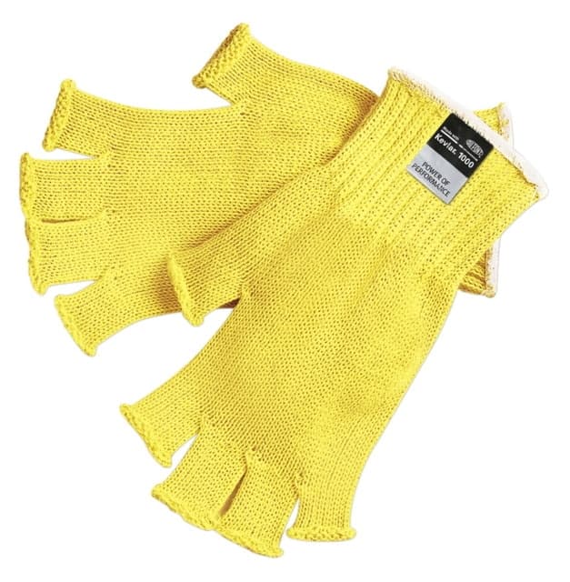 Mcr Safety Cut Pro 7 Gauge Dupont Kevlar Shell Fingerless Cut Resistant Work Gloves Regular Weight Yellow Large