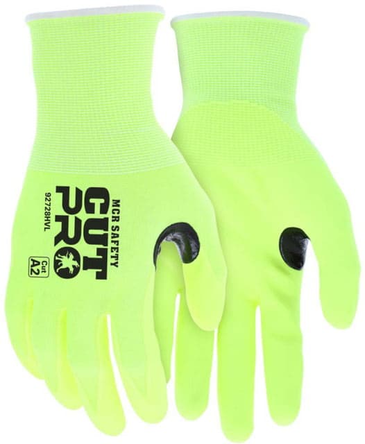 Mcr Safety Cut Pro 18-Gauge Hypermax Hi Vis Cut Resistant Work Gloves Lime Medium