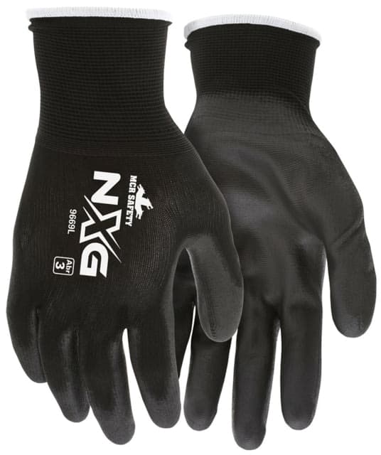 Mcr Safety Nxg Work Gloves 13 Gauge Nylon Shell Pu Palm And Fingertips Black X - Large Each 1