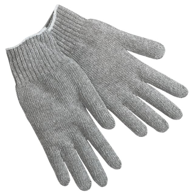 MCR Safety String Knit Work Gloves 7 Gauge Regular Weight Cotton/Polyester Gray Large Inner Pack 12
