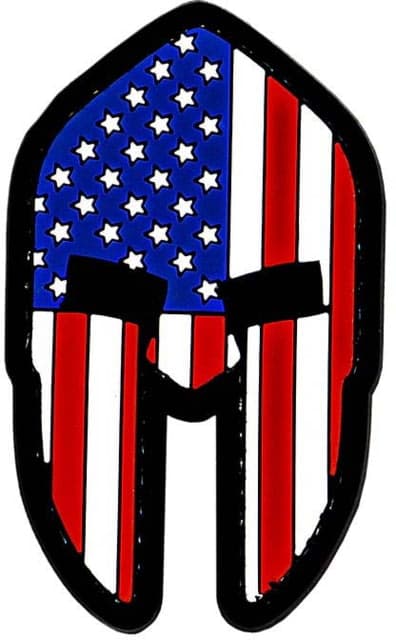 Merica Life Spartan Helmet US Flag PVC Patch Red/White/Blue 1.65 x 2.75