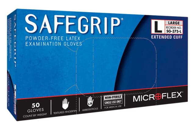 Microflex Safegrip Powder-Free Latex Gloves Microflex SG-375-L Case