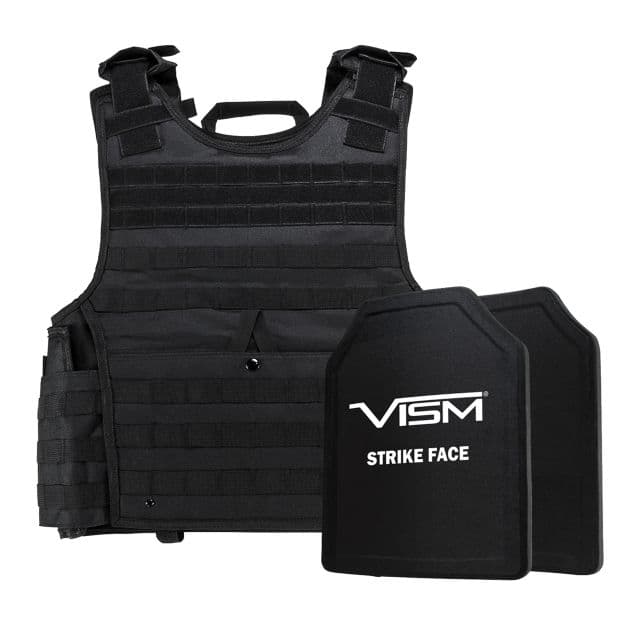 Ncstar Expert Plate Carrier Vest W/Two 11x14in Shooters Cut Hard Pe Ballistic Panels Black 2xl
