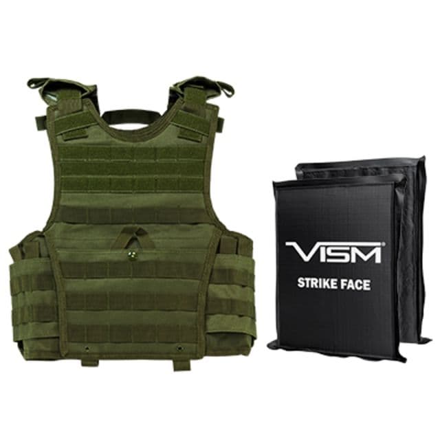 NcSTAR Expert Plate Carrier Vest w/Two 8x10in Rectangle Cut Soft Ballistic Panels Green Extra Small - Small