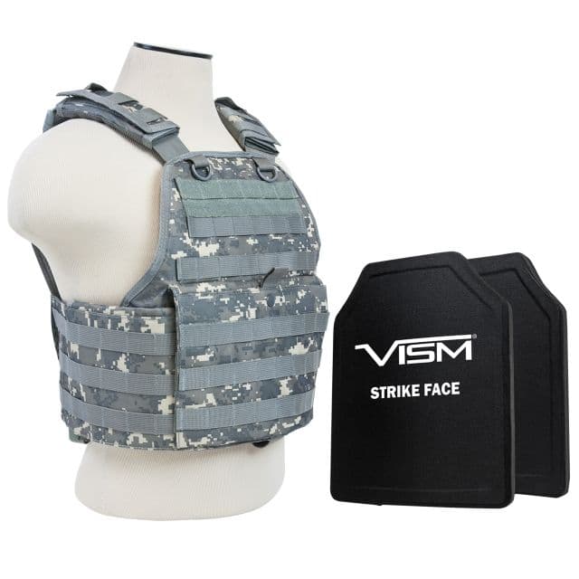 NcSTAR Plate Carrier Vest w/Two 10x12in Shooters Cut Hard PE Ballistic Panels Digital Camo