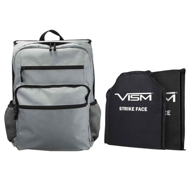 NcSTAR VISM GuardianPack Backpack with Front/Rear Compartments for Soft Body Armor 10 x 12in Level IIIA Ballistic Soft Panels Included Light Gray