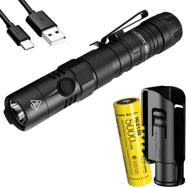 Nitecore Mh12 V2 Cree Xp-L2 V6 Led Usb-C Rechargeable Flashlight W/5000mah Battery 21700 White 1200 Lumens Black 6952506405985