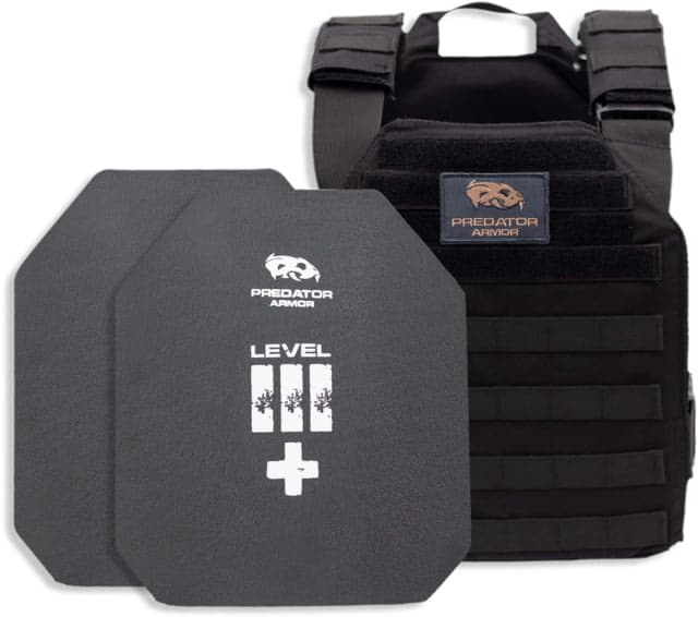 Predator Armor Level III+ Plate Carrier Package Black 16x12