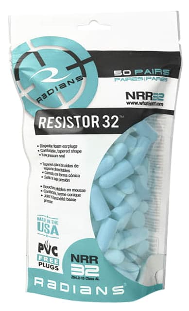 Radians Resistor Earplugs Foam 32 dB In The Ear Aqua Blue Adult 50 Pair