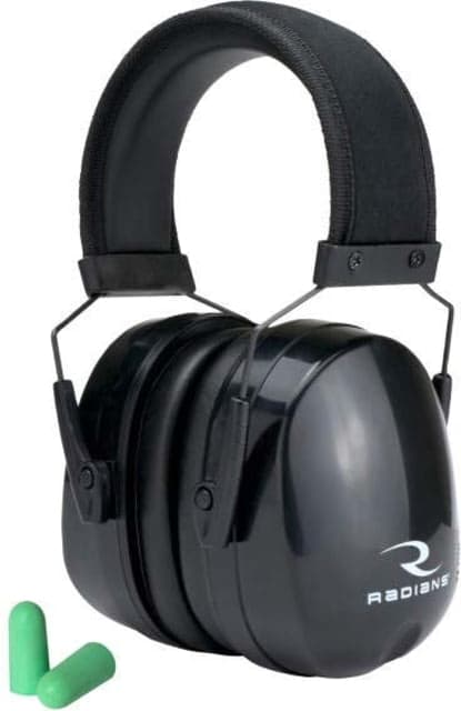 Radians Maximus Premium Passive NRR 28 Ear Muff w/ Free Plugs Black
