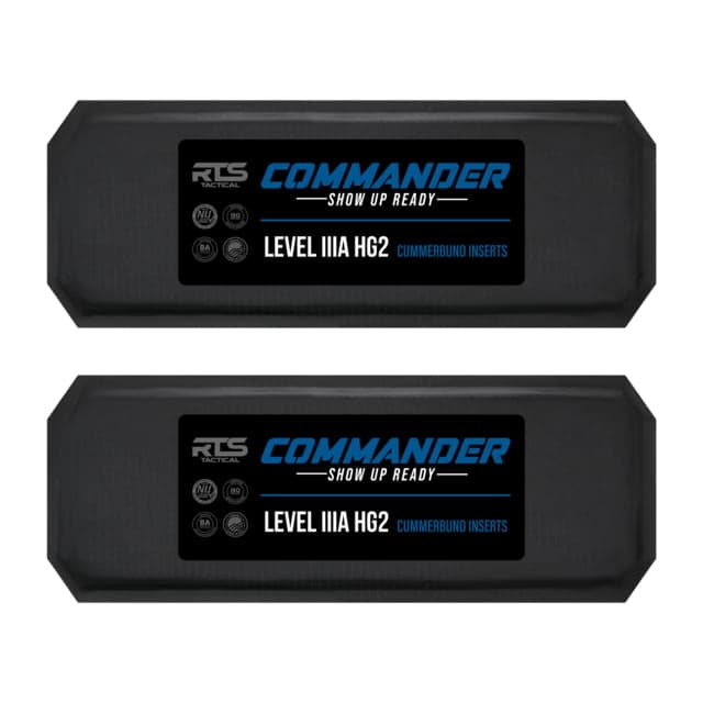 RTS Tactical Cummerbund Inserts Level HG2 Kevlar Armor Plate Non-Curved Black 4x20 inch