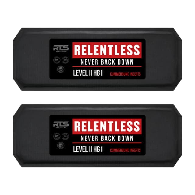 RTS Tactical Cummerbund Inserts Relentless Level II HG1 Armor Plate Black 4x20 inch
