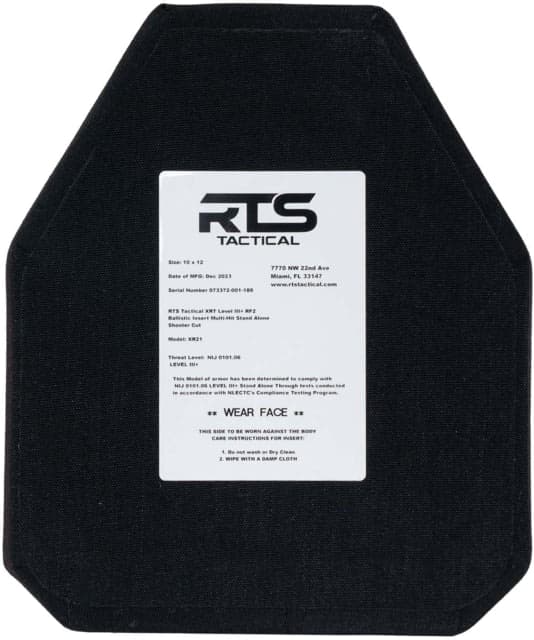 RTS Tactical XR21 Level III+ RF2 Ceramic Multi-Hit Stand Alone Armor Plate 10X12