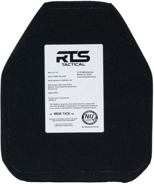 RTS Tactical XR32 Level IV RF3 Ceramic Multi-Hit Stand Alone Armor Plate 10X12