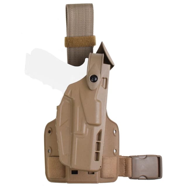Safariland 7304 7TS ALS/SLS Level III Retention Tactical Holsters Glock 17/Glock 22 QLS 19 w/ QLS 22 On Holster Body Left Hand FDE Brown