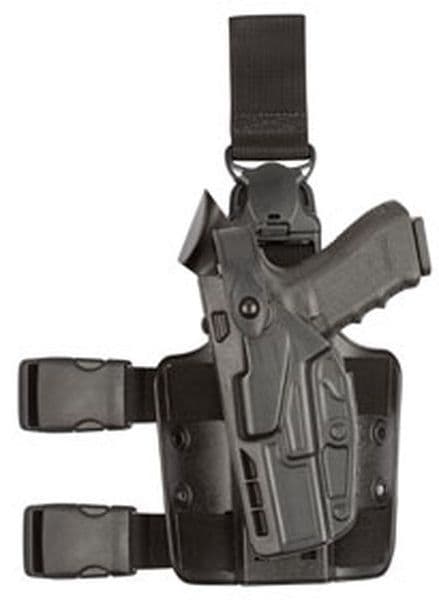 Safariland Model 7305 7TS ALS/SLS Drop-Leg Glock Holster Glock 17/Glock 22 Left Hand SafariSeven Plain Black 7305-8325-412