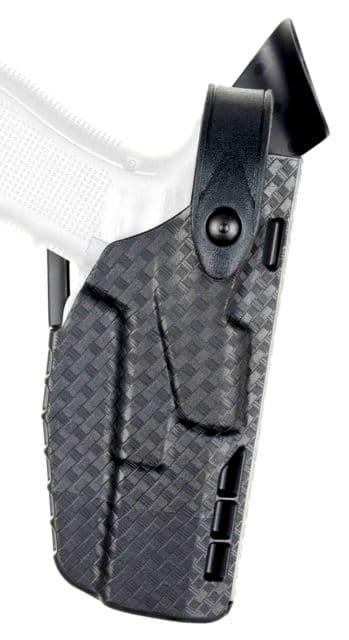 Safariland 7360 7TS ALS/SLS Mid-Ride Level III Glock Duty Holster Glock 17 Gen 5 SureFire X300U Left 2.25 in Basket Weave Black 7360-8325-482