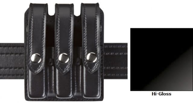 Safariland Model 777 Slim Triple Mag Pouch w/Flap Hi-Gloss Black For Glock 17
