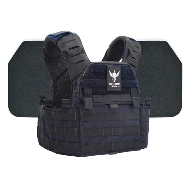 Shellback Tactical Banshee Elite 2.0 Body Armor Kit with Level III+ Model P5mmSAO Armor Plates Navy Blue One Size