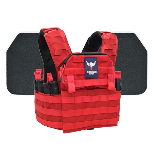 Shellback Tactical Banshee Elite 2.0 Body Armor Kit with Level III+ Model P5mmSAO Armor Plates Range Red One Size