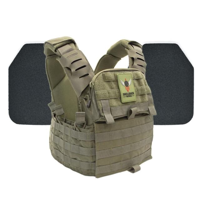 Shellback Tactical Banshee Elite 2.0 Body Armor Kit with Level III+ Model P5mmSAO Armor Plates Ranger Green One Size