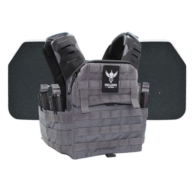 Shellback Tactical Banshee Elite 2.0 Body Armor Kit with Level III+ Model P5mmSAO Armor Plates Wolf Grey One Size