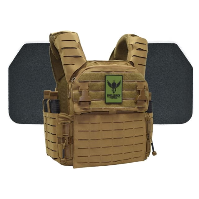 Shellback Tactical Banshee Elite 3.0 Body Armor Kit with Level III+ Model P5mmSAO Armor Plates Coyote 2X/3X