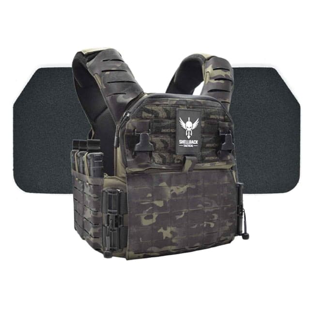 Shellback Tactical Banshee Elite 3.0 Body Armor Kit with Level III+ Model P5mmSAO Armor Plates Multicam Black S/M