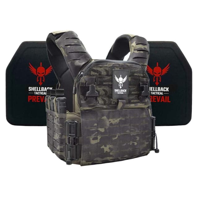 Shellback Tactical Banshee Elite 3.0 Level IV Body Armor Kit w/ Model 4SICMH Ceramic Plates Ranger Green/Multicam Black Large/Extra Large