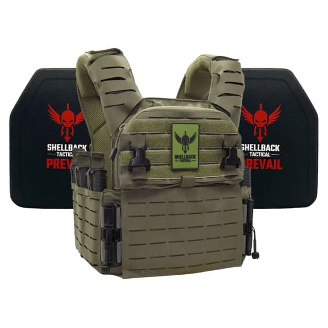 Shellback Tactical Banshee Elite 3.0 Level IV Body Armor Kit w/ Model 4SICMH Ceramic Plates Ranger Green 2XL/3XL