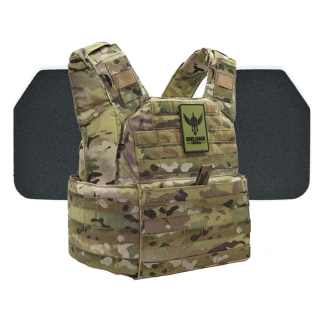 Shellback Tactical Banshee Rifle Body Armor Kit with Level III+ Model P5mmSAO Armor Plates Multicam One Size