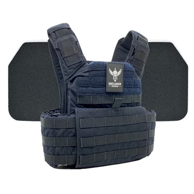 Shellback Tactical Banshee Rifle Body Armor Kit with Level III+ Model P5mmSAO Armor Plates Navy Blue One Size