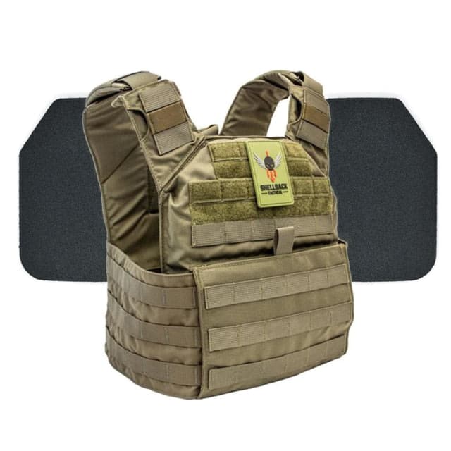Shellback Tactical Banshee Rifle Body Armor Kit with Level III+ Model P5mmSAO Armor Plates Ranger Green One Size