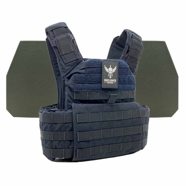 Shellback Tactical Banshee Rifle Level IV Body Armor Kit with Model L410 Plates Navy Blue One Size