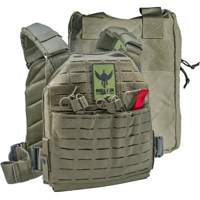 Shellback Tactical Defender 2.0 Active Shooter Kit Plate Carrier and Bag Ranger Green One Size