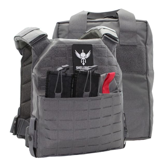 Shellback Tactical Defender 2.0 Active Shooter Kit Plate Carrier and Bag Wolf Grey One Size
