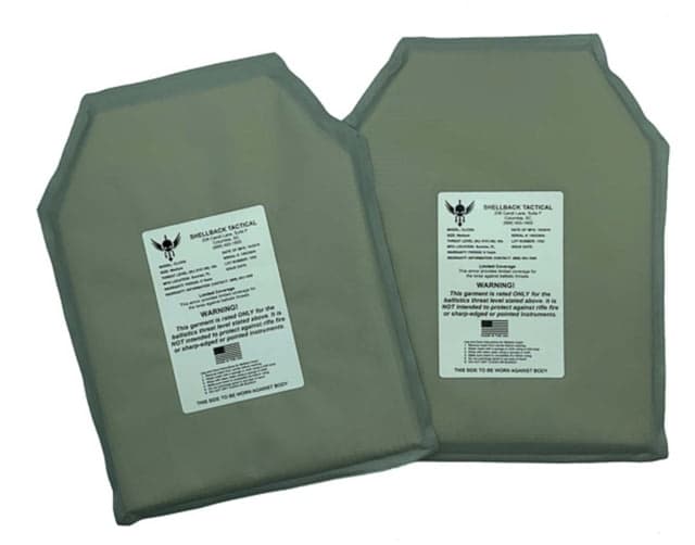 Shellback Tactical Level IIIA Model CLCIIIA Soft Armor Package Plate Backer Set of 2 Black Extra Large NSN N