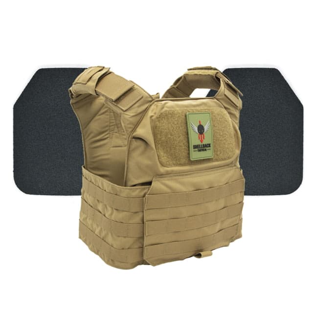 Shellback Tactical Patriot Body Armor Kit with Level III+ Model P5mmSAO Armor Plates Coyote One Size