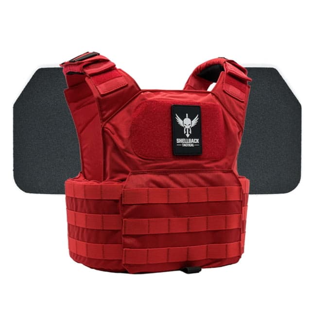Shellback Tactical Patriot Body Armor Kit with Level III+ Model P5mmSAO Armor Plates Range Red One Size