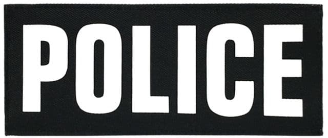 Shellback Tactical Police ID Placard Hook Back 3 x 7inch White on Black One Size Fits Most