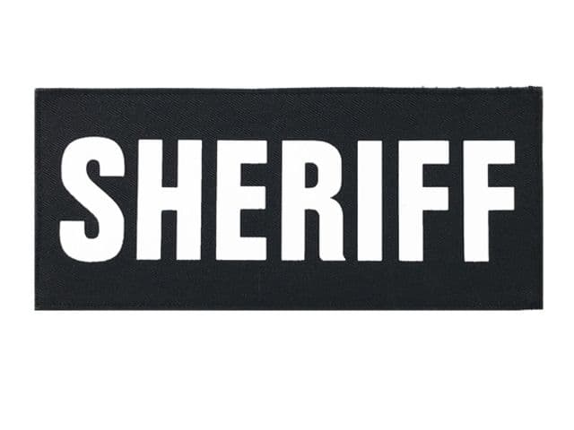 Shellback Tactical Sheriff ID Placard Hook Back 3 x 7inch White on Black One Size Fits Most