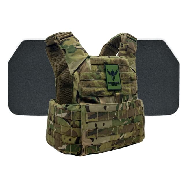 Shellback Tactical Skirmish Body Armor Kit with Level III+ Model P5mmSAO Plates Multicam One Size