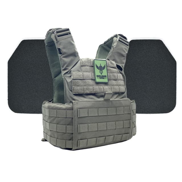 Shellback Tactical Skirmish Body Armor Kit with Level III+ Model P5mmSAO Plates Ranger Green One Size