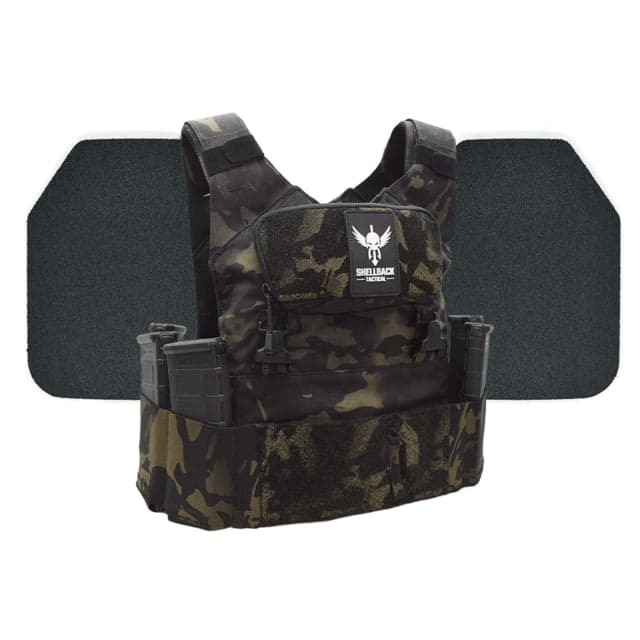 Shellback Tactical Stealth 2.0 Body Armor Kit with Level III+ Model P5mmSAO Armor Plates Ranger Green One Size
