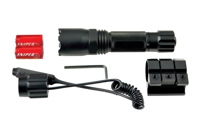 Sniper Tactical LED Flashlight w/ Picatinny Rail Mount 260 Lumens Black